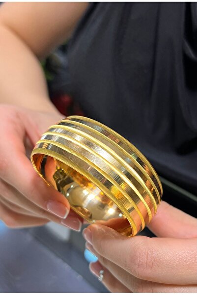 kuyumcu nurettin 20 gr (Gram) Ray Tırtıklı Şarnel Bilezik 22 Ayar Altın