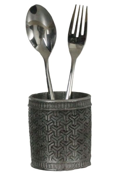 Evene Countertop Cutlery Decorative Upright Cutlery Holder Cylinder Cutlery Silver Antique Color Model 4