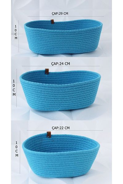 milahandmade Σετ Καλάθι Μπάνιου 3 Τεμαχίων Βαμβακερό σχοινί σε μπλε χρώμα