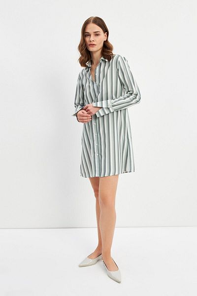STELLA PULVIS Thick Cuffed Green Striped Tunic