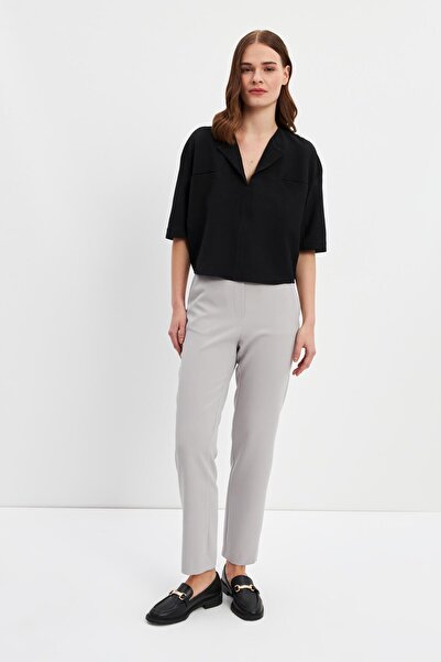 STELLA PULVIS بنطلون جزرة رمادي مرن عالي الخصر