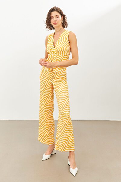 STELLA PULVIS Turuncu Yüksek Bel Wide Leg Pantolon