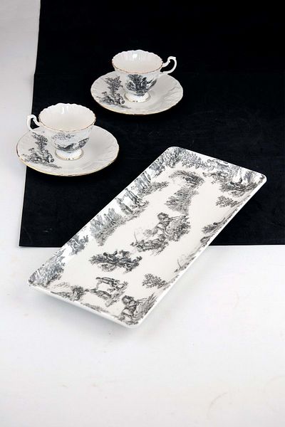 Bursa Porselen Dekor Black English Porcelain Presentation Plate/Tray