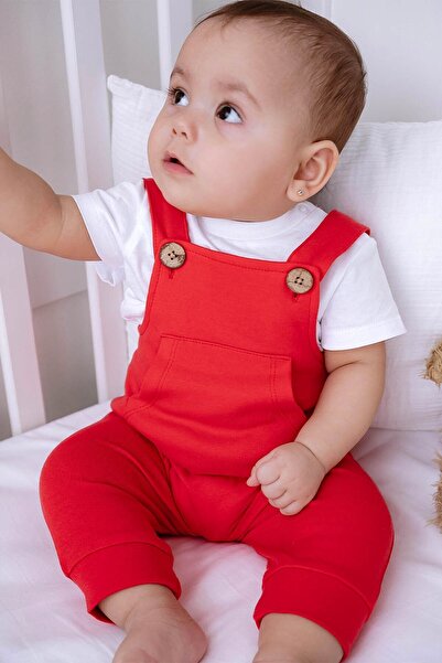 Lilabio 100% Cotton Salopet Red