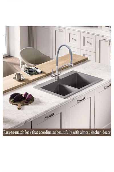 İSAOĞLU YAPI Purified Kitchen Faucet Matte Chrome Brushed Nickel Faucet with Extending System Suitable for Purifiers