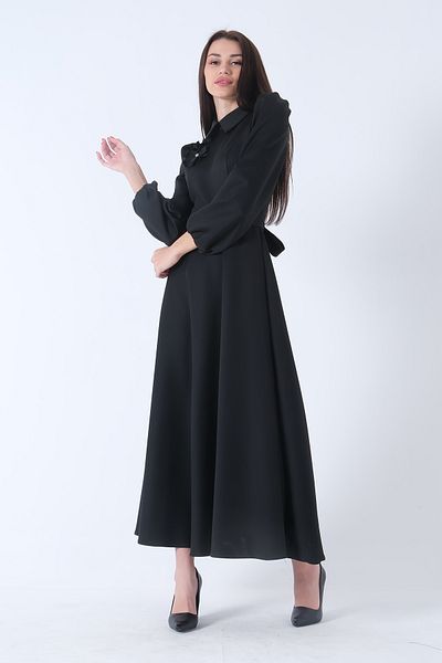Feminist Flared Dress with Belt Ties Black4593260