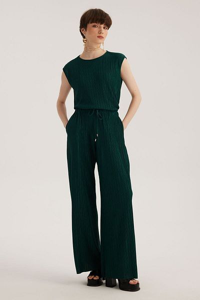 STELLA PULVIS Green Elastic Waist Pleated Pocket High Waist Trousers