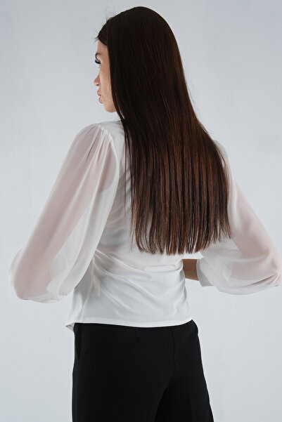 Feminist Sleeve Chiffon Shirt White4202643