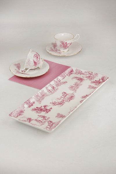 Bursa Porselen Dekor English Porcelain Dried Rose Presentation Plate - Tray