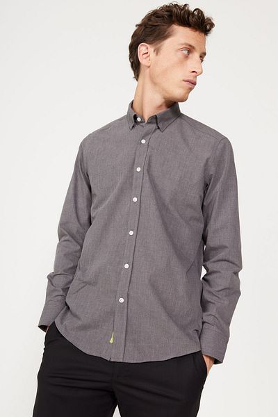 AC&Co / Altınyıldız Classics Ανδρικό πουκάμισο Anthracite Slim Fit με στενό κόψιμο γιακά με κρυφό κουμπί