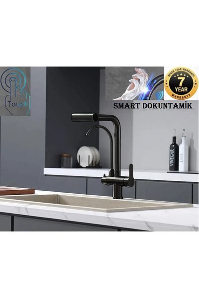 OEM Black Kitchen Sink Faucet - 3 Functions, Touch Purification and Spout Shower Waterfall, 7 Years Warranty