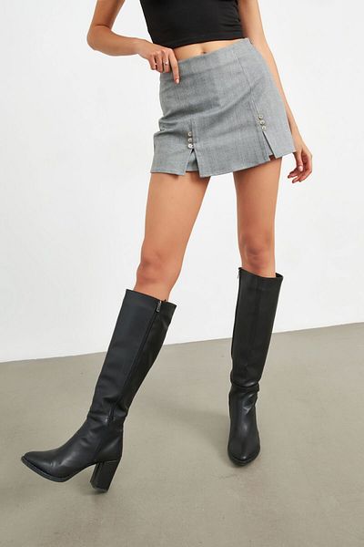 STELLA PULVIS Gray Button Detailed Mini Shorts Skirt