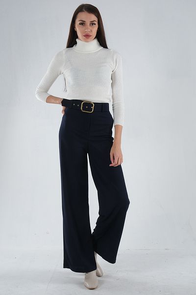 Feminist Wide Leg Trousers Navy Blue3974959