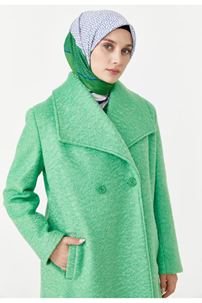 Setrms Yeşil Kruvaze Geniş Yaka Eteği Oval Kesim Kaban 2413076