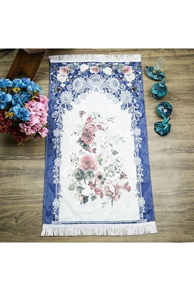 Asyabayrak Covor de rugăciune albastru de lux căptușit Hürrem