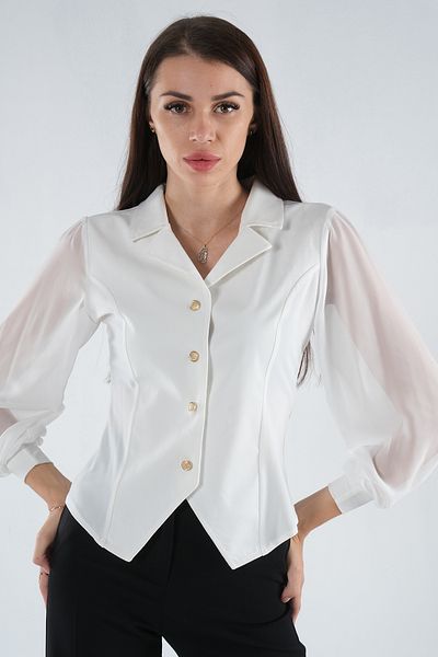 Feminist Cămașă din șifon cu mânecă albă4202643