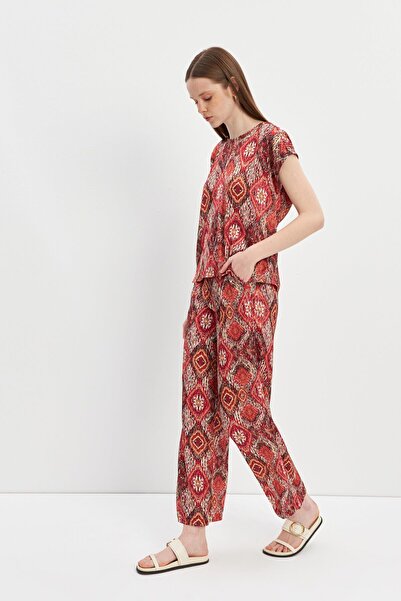 STELLA PULVIS Kırmızı Beli Lastikli Yüksek Bel Pantolon