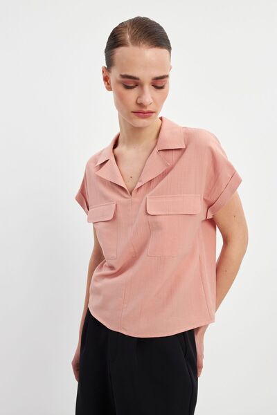 STELLA PULVIS Μπλούζα με χαμηλό μανίκι Apaş Collar Powder