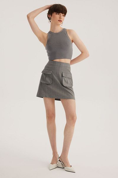 STELLA PULVIS Gray Double Pocket Mini Skirt