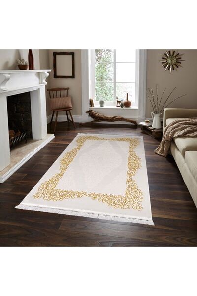 Hereke Abant Halı Modern Halı Varaklı Gold Model