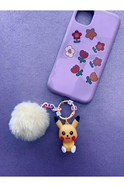 synshop Pokemon Pikachu Anime Sarı Ponpon Telefon Kapak Kılıf Süsü Carm Anaht...