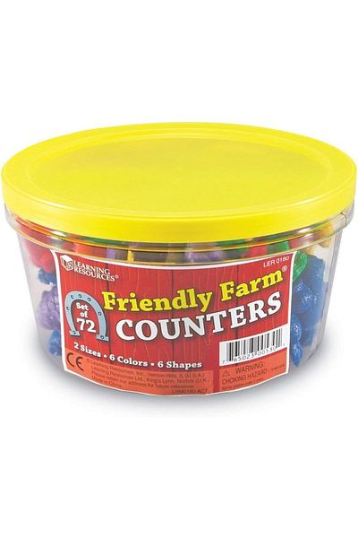 Learning Resources عدادات حيوانات LR-Friendly Farm® (مجموعة مكونة من 72 قطعة)