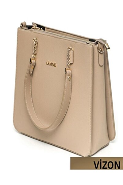Armine 362-حقيبة يد نسائية بحزام كتف من المنك المسطح