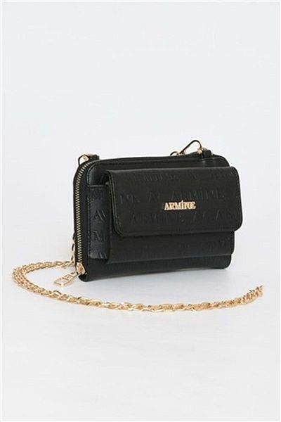 Armine 324 Laser Printed Women's Small Size Hand Bag & Wallet - Black - Single Size