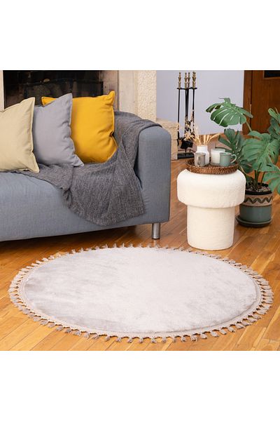 dekorist Runder Juteteppich, Dekorativer Boho-Teppich, Naturbeige - Ring-Jute-Teppiche