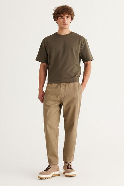 AC&Co / Altınyıldız Classics Ανδρικό παντελόνι Mink Relax Fit Άνετο κομμένο 100% βαμβακερό παντελόνι με δεμένη μέση