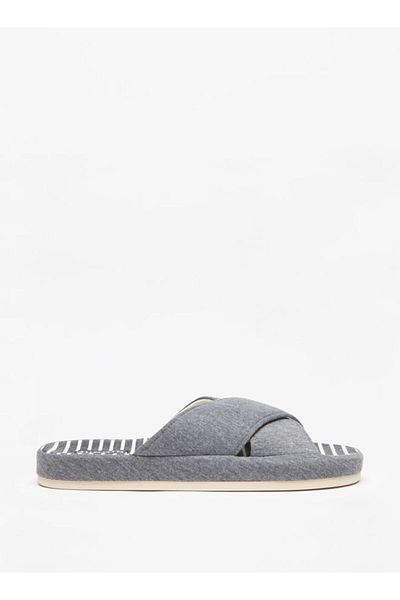 Duchini Men's Striped Bedroom Slide Slippers