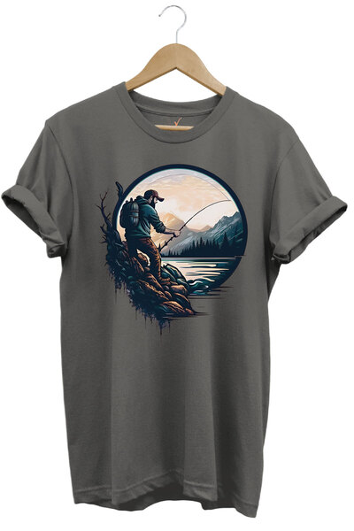 WİDİ Ψάρεμα με πετονιά και φύση Καλοκαιρινό 100% βαμβακερό μπλουζάκι Fisherma...