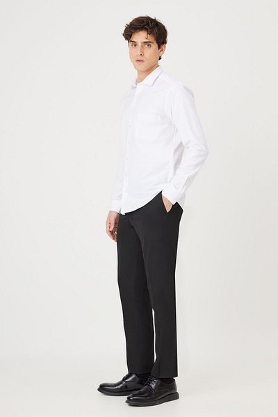 AC&Co / Altınyıldız Classics Men's White Slim Fit Narrow Cut Classic Collar Cotton Dobby Shirt