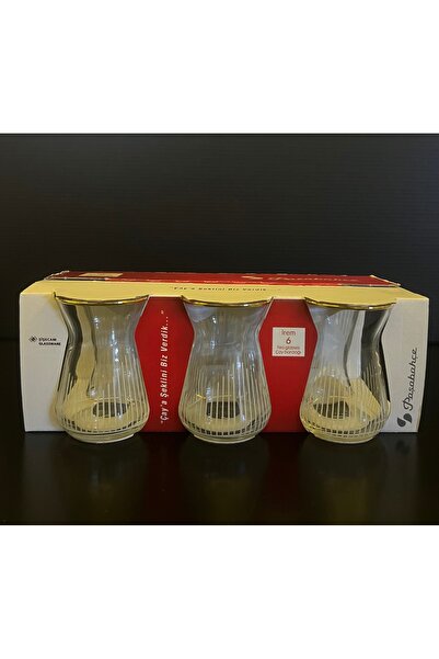 Tiamo Mios Pasabahce - 6-Piece Tea Cup, Cut Gold