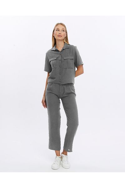 İkmal Beige Linen Set - Shirt, Jacket and Pants Women