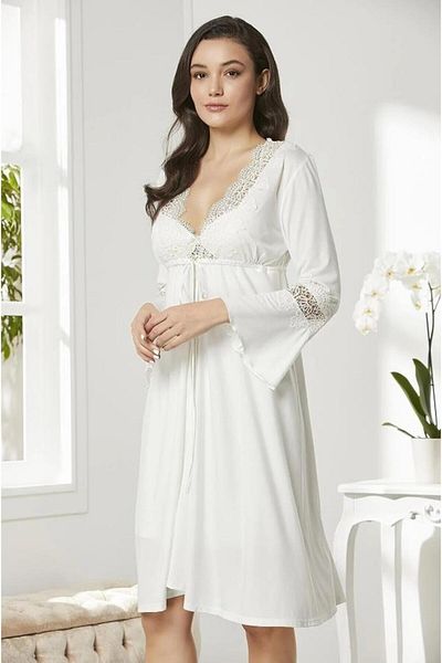 Pierre Cardin 5325 Combed Cotton Nightgown Dressing Gown Pajamas Suit Shorts Suit 6-Piece Dowry Set
