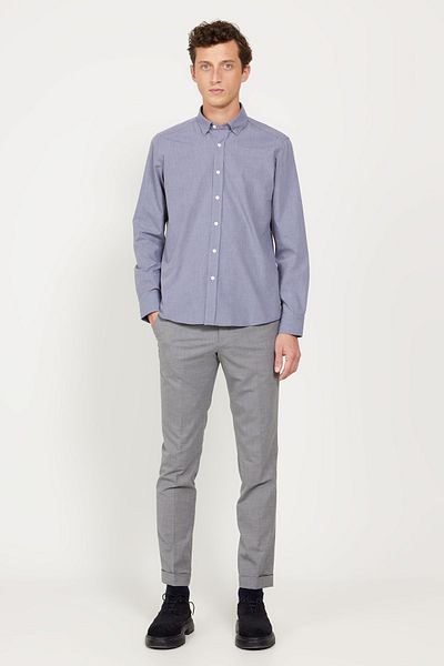 AC&Co / Altınyıldız Classics Cămașă pentru bărbați, albastră, slim fit, cu tăietură îngustă, cu guler cu nasturi ascunși