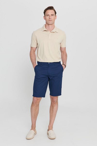 ALTINYILDIZ CLASSICS Pantaloni scurți pentru bărbați, albastru bleumarin, slim fit, cu buzunare laterale