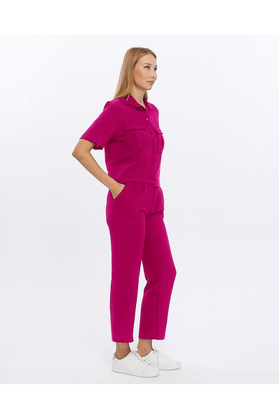 İkmal Beige Linen Set - Shirt, Jacket and Pants Women