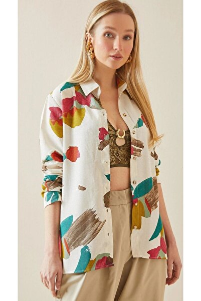 MİSELL Регулярна форма Жіноча сорочка з лляним візерунком