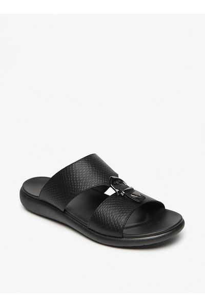 LBL by Shoexpress Men's Buckle Detail Textured Slip-On Sandals