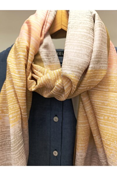 Akel Βαμβακερό σάλι με παστέλ μοτίβο - Μέγεθος 75x185