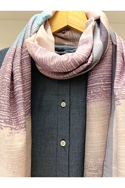 Akel Βαμβακερό σάλι με παστέλ μοτίβο - Μέγεθος 75x185