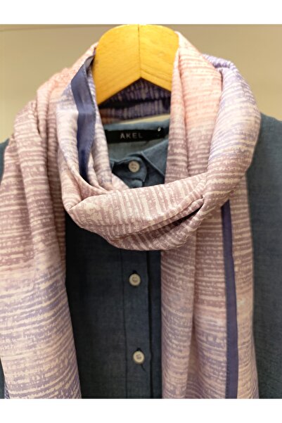 Akel Βαμβακερό σάλι με παστέλ μοτίβο - Μέγεθος 75x185