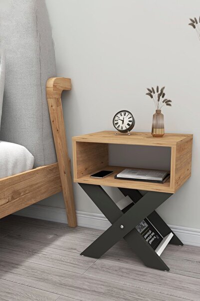 Enda Home X Ayaklı Dergilikli Başucu Komodin Yan Sehpa 33x43 cm