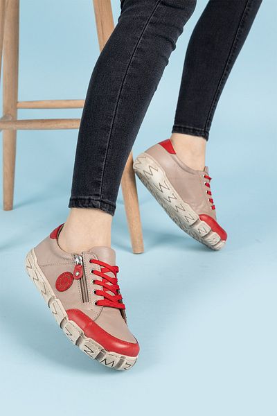 Getcho Serpa Red Genuine Leather Women's Casual Shoes