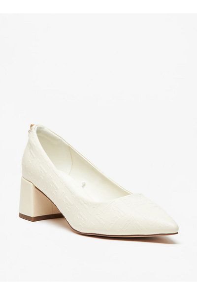 ELLE Women's Monogram Embossed Block Heel Pumps