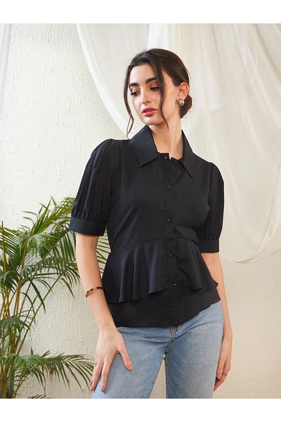 Sassafras By Styli بلوزة نمط قميص التفاصيل هدب