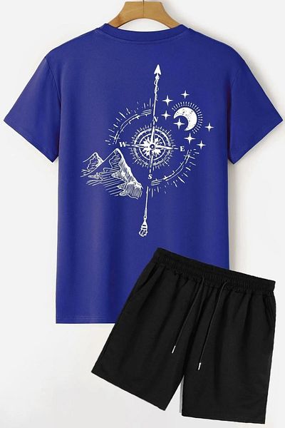 DAXİS Sportwear Company Crew Neck T-shirt and Shorts Tracksuit Set - Back Printed