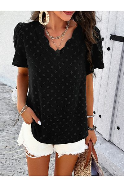 DY By Styli Dobby V Neck Regular Fit Blouse